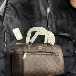 Coach Signature Brown and Black Satchel